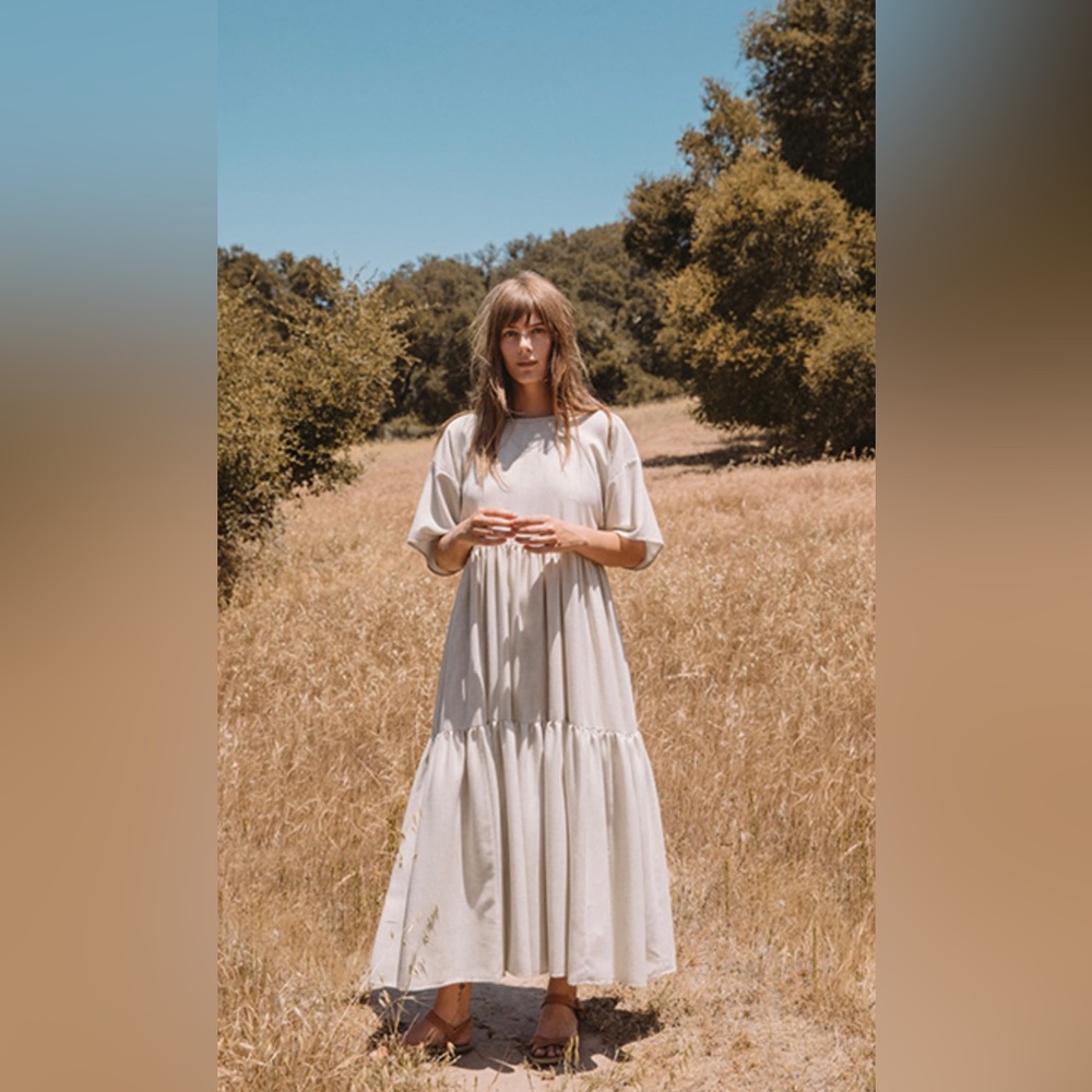 Christy Dawn Theo Dress Flax linen Gingham O/S